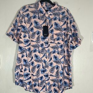 Brand New Rails Mens Carson Short Sleeve Linen Blend Vista Del Mar Peach Floral